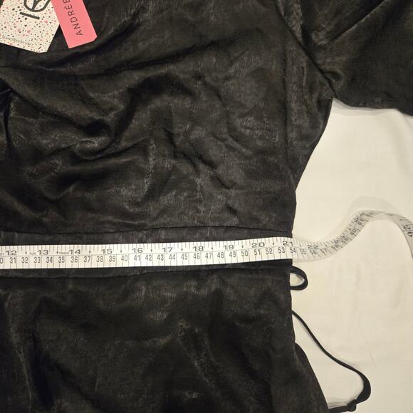 NWT Andrée by Unit Whimsigoth Vamp Witchy Black Satin Midi Long Sleeve Dress 2X - Picture 11 of 12